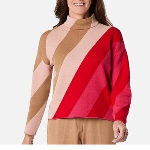 NWT LIZ CLAIBORNE Pink Stripe Mock Neck Pullover Sweater Relaxed 2X